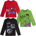 thumbnail image 1 of Marvel Avengers Spider-Man Hulk Toddler Boys 3 Pack Long Sleeve T-Shirts Toddler to Little Kid, 1 of 5