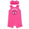 thumbnail image 1 of Marvel Avengers Spider-Man Infant Baby Girls French Terry Romper and Headband Red 18 Months, 1 of 5
