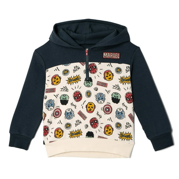 Marvel Avengers Spider-Man Iron Man Captain America Fleece Half Zip Hoodie Logo Toddler to Big Kid