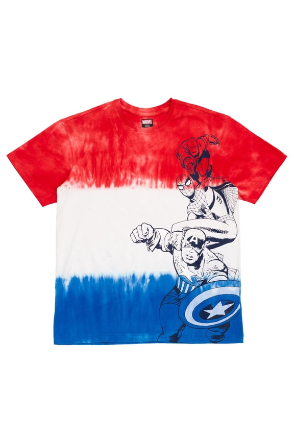 Avengers Spider-Man Iron Man Captain America July 4th Matching Family T-Shirt Tie Dye Adult