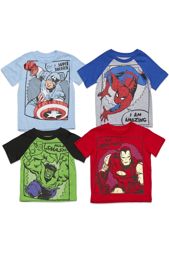 Avengers Toddler Boys' Short Sleeve T-Shirt Multipack Avengers Blue Grey