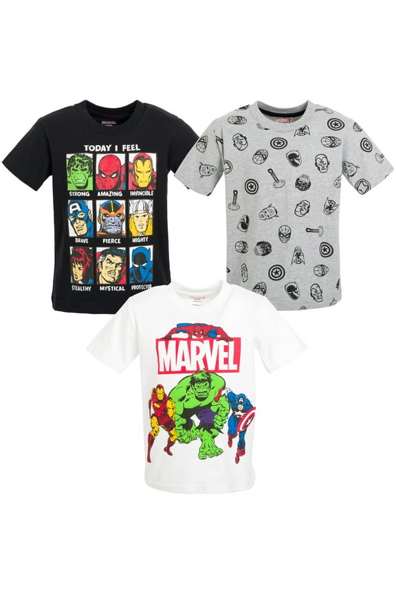 Avengers Spider-Man Iron Man Thor Little Boys 3 Pack T-Shirts Toddler to Big Kid