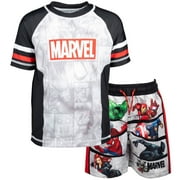 Marvel Avengers Spider-Man Iron Man Thor Pullover Rash Guard and Swim Trunks Outfit Set Toddler to Big Kid