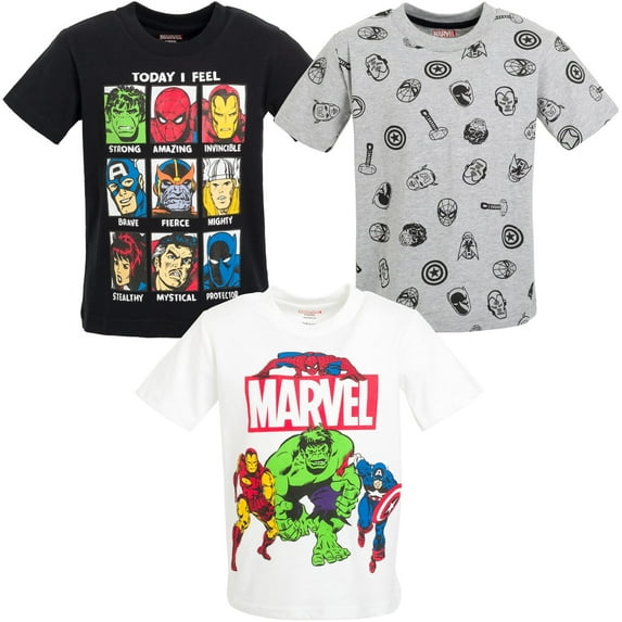 Marvel Avengers Spider-Man Iron Man Thor Toddler Boys 3 Pack T-Shirts Toddler to Big Kid