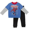 thumbnail image 1 of Marvel Avengers Spider-Man Little Boys Hangdown T-Shirt and Jogger Fleece Pants Toddler to Big Kid, 1 of 5