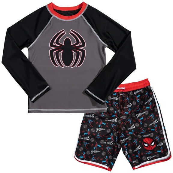 Marvel Avengers Spider-Man Long Sleeve Rash Guard Swim Set, (Boy's)