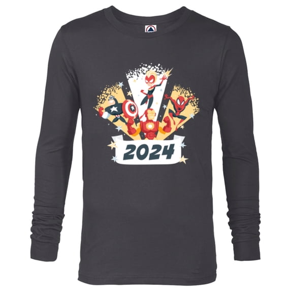 Marvel Avengers & Spider-Man New Year 2024 Super Hero Style - Long Sleeve T-Shirt for Men - Customized-Charcoal Heather