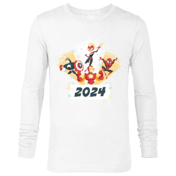 Marvel Avengers & Spider-Man New Year 2024 Super Hero Style - Long Sleeve T-Shirt for Men - Customized-White