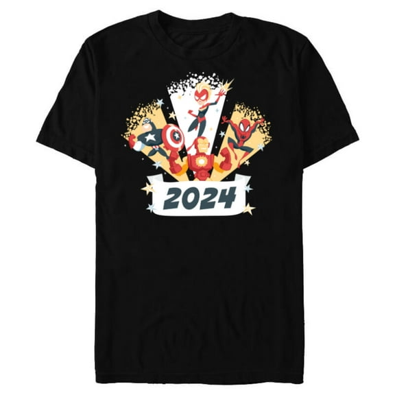 Marvel Avengers & Spider-Man New Year 2024 Super Hero Style - Short Sleeve Blended T-Shirt for Adults - Customized-Black