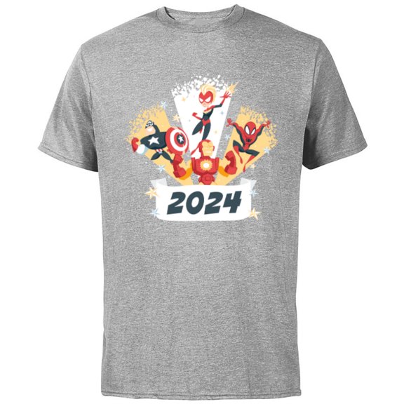 Marvel Avengers & Spider-Man New Year 2024 Super Hero Style - Short Sleeve Cotton T-Shirt for Adults - Customized-Athletic Heather