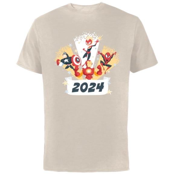 Marvel Avengers & Spider-Man New Year 2024 Super Hero Style - Short Sleeve Cotton T-Shirt for Adults - Customized-Natural