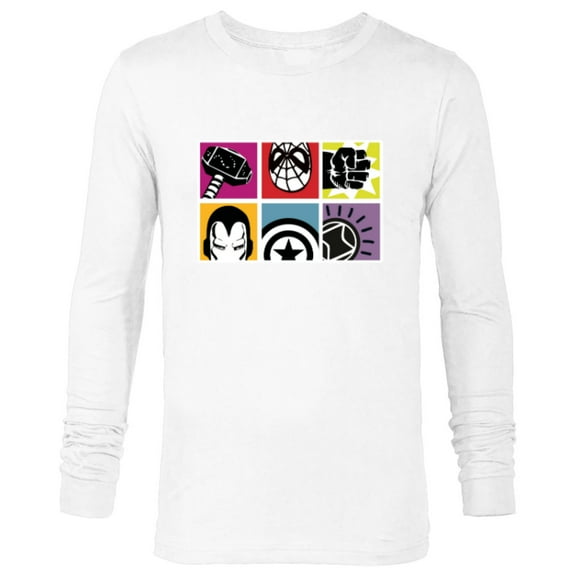 Marvel Avengers Spider-Man Super Hero Masks and Icons Retro - Long Sleeve T-Shirt for Men - Customized-White