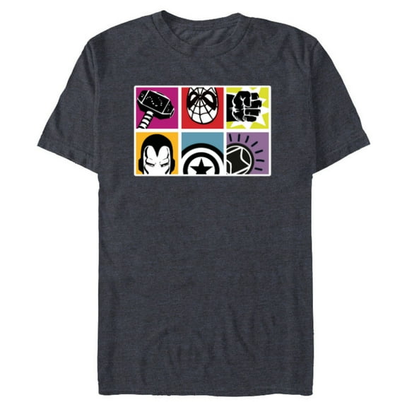 Marvel Avengers Spider-Man Super Hero Masks and Icons Retro - Short Sleeve Blended T-Shirt for Adults - Customized-Navy Heather