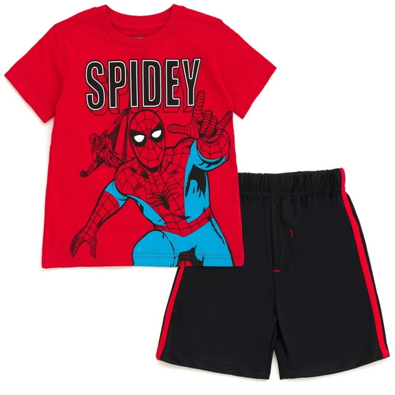 Marvel Avengers Spider-Man T-Shirt and Mesh Shorts Outfit Set Toddler to Little Kid