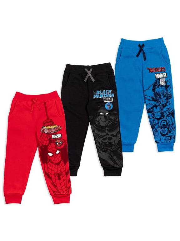 Avengers Spider-Man Thor Captain America Little Boys Fleece 3 Pack Jogger Pants 7-8