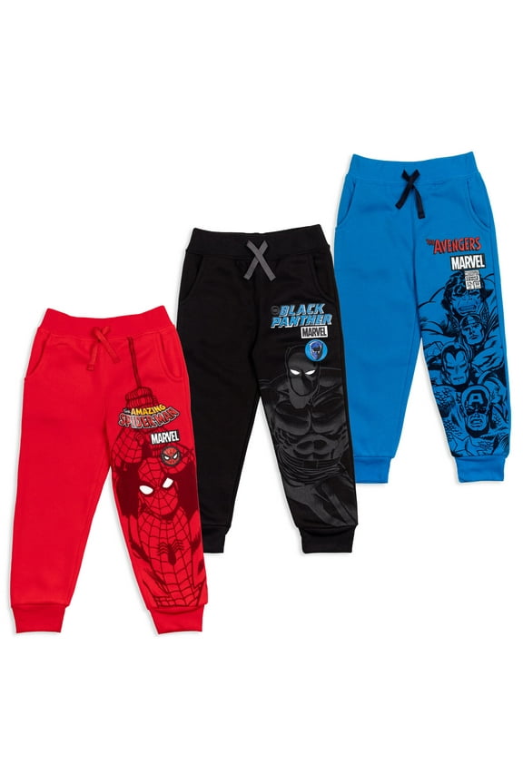Avengers Spider-Man Thor Captain America Toddler Boys Fleece 3 Pack Jogger Pants 5T