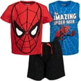 thumbnail image 1 of Marvel Avengers Spider-Man Toddler Boys T-Shirt French Terry Tank Top and Shorts 3 Piece Outfit Set Toddler to Big Kid, 1 of 5