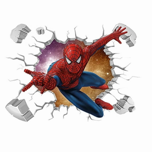 Spider-Man  3D wall sticker Children wall sticker Cartoon character wall sticker Cartoon background Wall decoration Birthday gift Children bedroom decoration 60*40CM