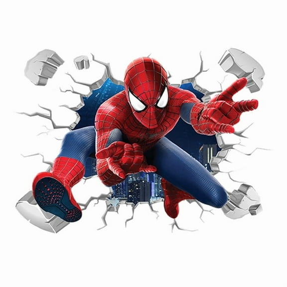 Spider-Man Wall Sticker 3D wall sticker Children wall sticker Cartoon character wall sticker Cartoon background Wall decoration Birthday gift Children bedroom decoration 60*40CM