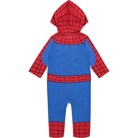 Marvel Avengers Spiderman Baby Boys' Zip-Up Hooded Costume Coverall (12M)
