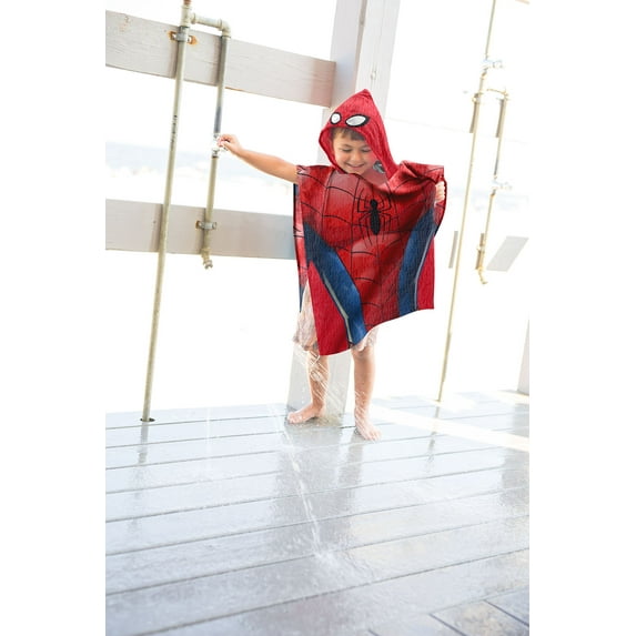 Marvel Avengers Spiderman Kids Bath/Pool/Beach 22"x22" Hooded Poncho - Soft & Absorbent Cotton Towel