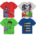 thumbnail image 1 of Marvel Avengers Spidey and His Amazing Friends Spider-Man Iron Man Miles Morales 4 Pack T-Shirts Toddler to Big Kid, 1 of 5