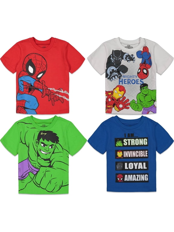 Avengers Toddler Boys' Short Sleeve T-Shirt 4-Pack White Blue