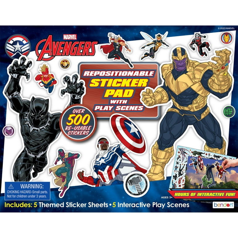Marvel Avengers Sticker Pad, Over 500 Stickers, 5 Play Scene Pages