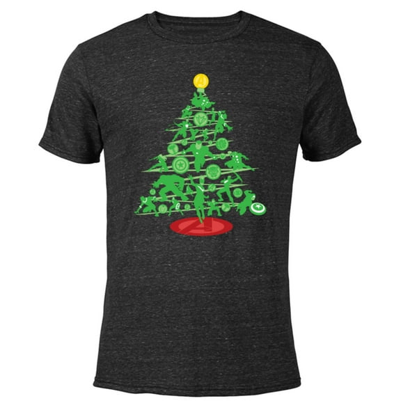 Marvel Avengers Super Hero Christmas Tree Holiday - Short Sleeve Blended T-Shirt for Adults – Customized-Black