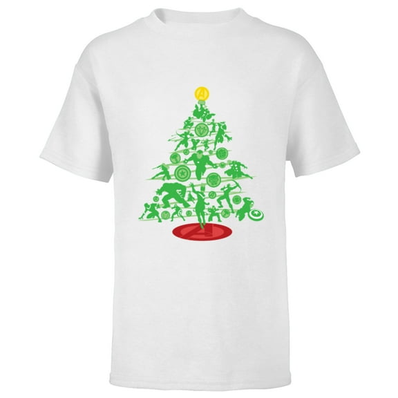 Marvel Avengers Super Hero Christmas Tree Holiday - Short Sleeve T-Shirt for Kids – Customized-White