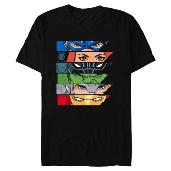 Marvel Avengers Super Hero Eyes - Short Sleeve Blended T-Shirt for Adults - Customized-Black