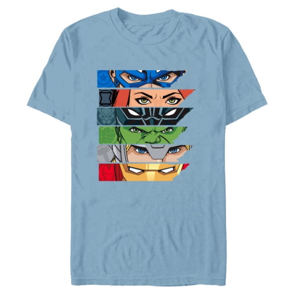 Marvel Avengers Super Hero Eyes - Short Sleeve Blended T-Shirt for Adults - Customized-Ocean Blue