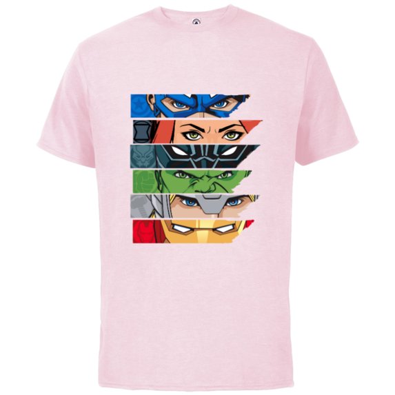 Marvel Avengers Super Hero Eyes - Short Sleeve Cotton T-Shirt for Adults - Customized-Soft Pink