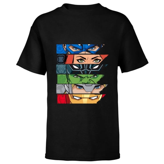 Marvel Avengers Super Hero Eyes - Short Sleeve T-Shirt for Kids - Customized-Black