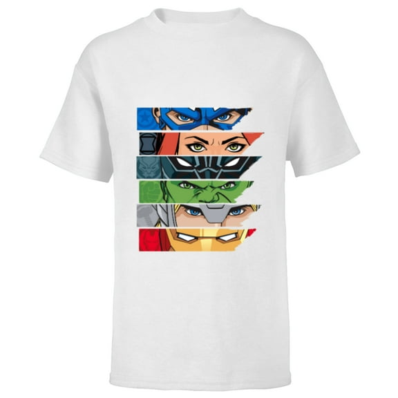 Marvel Avengers Super Hero Eyes - Short Sleeve T-Shirt for Kids - Customized-White
