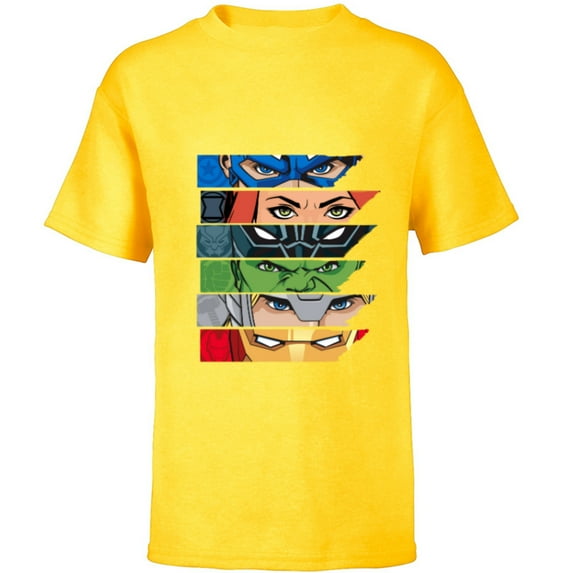 Marvel Avengers Super Hero Eyes - Short Sleeve T-Shirt for Kids - Customized-Yellow