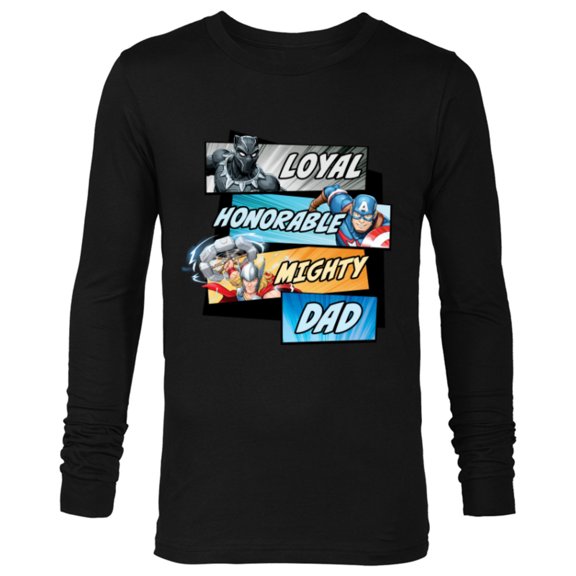 Marvel Avengers Super Hero Mighty Dad Birthday Father’s Day - Long Sleeve T-Shirt for Men - Customized-Black