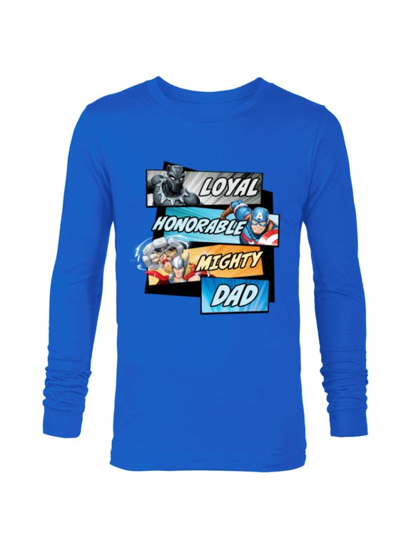 Avengers Super Hero Mighty Dad Birthday Father’s Day - Long Sleeve T-Shirt for Men - Customized-Navy