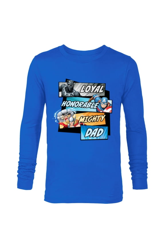 Avengers Super Hero Mighty Dad Birthday Father’s Day - Long Sleeve T-Shirt for Men - Customized-Navy