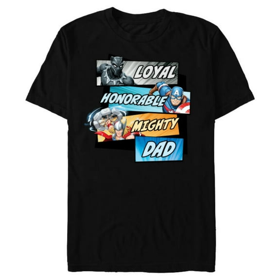 Marvel Avengers Super Hero Mighty Dad Birthday Father’s Day - Short Sleeve Blended T-Shirt for Adults - Customized-Black