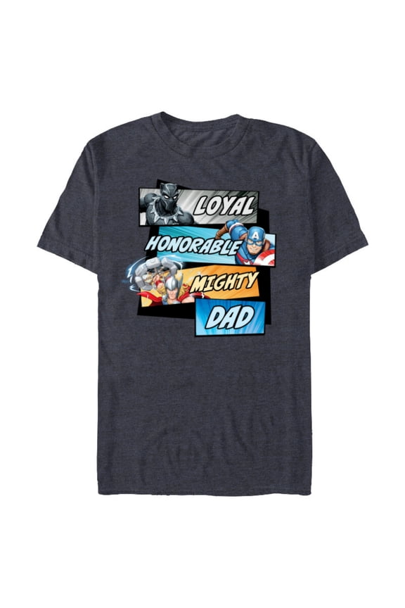 Avengers Super Hero Mighty Dad Birthday Father’s Day - Short Sleeve Blended T-Shirt for Adults - Customized-Navy Heather