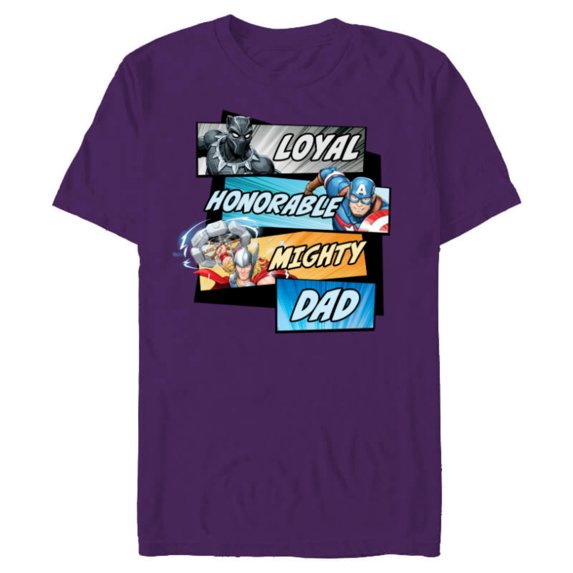 Marvel Avengers Super Hero Mighty Dad Birthday Father’s Day - Short Sleeve Blended T-Shirt for Adults - Customized-Purple