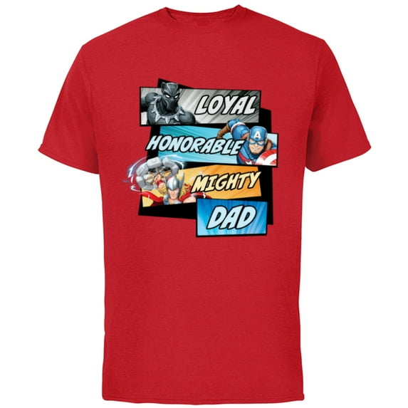 Marvel Avengers Super Hero Mighty Dad Birthday Father’s Day - Short Sleeve Cotton T-Shirt for Adults - Customized-Red