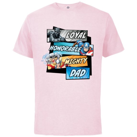 Marvel Avengers Super Hero Mighty Dad Birthday Father’s Day - Short Sleeve Cotton T-Shirt for Adults - Customized-Soft Pink