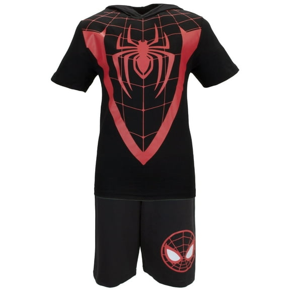 Marvel Avengers Superheroes Boys Character Lightweight Short Sleeve Hoodie T-Shirt & Shorts Ath Short Set (Sizes 4-16)