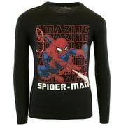 Marvel Avengers T-Shirts for Boys, Long Sleeve Tees for Boys (Spider-Man Black, Sizes 4-16)