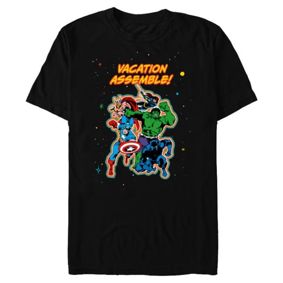 Marvel Avengers Team Group Trip Matching Vacation Assemble - Short Sleeve Blended T-Shirt for Adults - Customized-Black