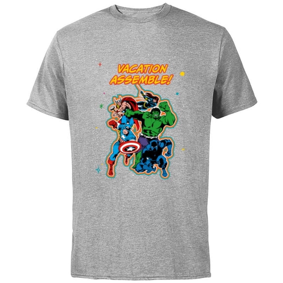 Marvel Avengers Team Group Trip Matching Vacation Assemble - Short Sleeve Cotton T-Shirt for Adults - Customized-Athletic Heather