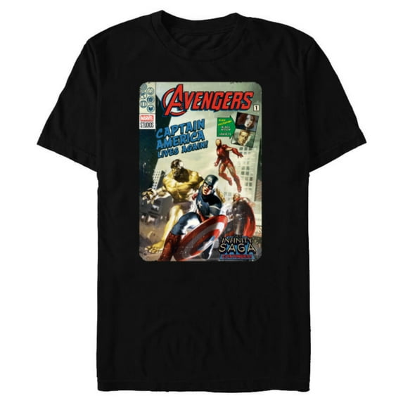 Marvel Avengers The Infinity Saga Retro Comic Cover - Short Sleeve Blended T-Shirt for Adults - Customized-Black