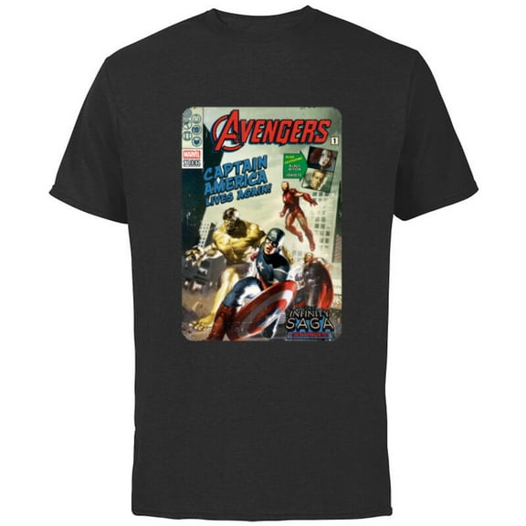 Marvel Avengers The Infinity Saga Retro Comic Cover - Short Sleeve Cotton T-Shirt for Adults - Customized-Black